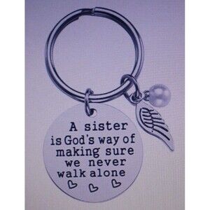 Stainless Steel Keychain A SisterIs God's Way Of Making... Gift Womens Key Rings